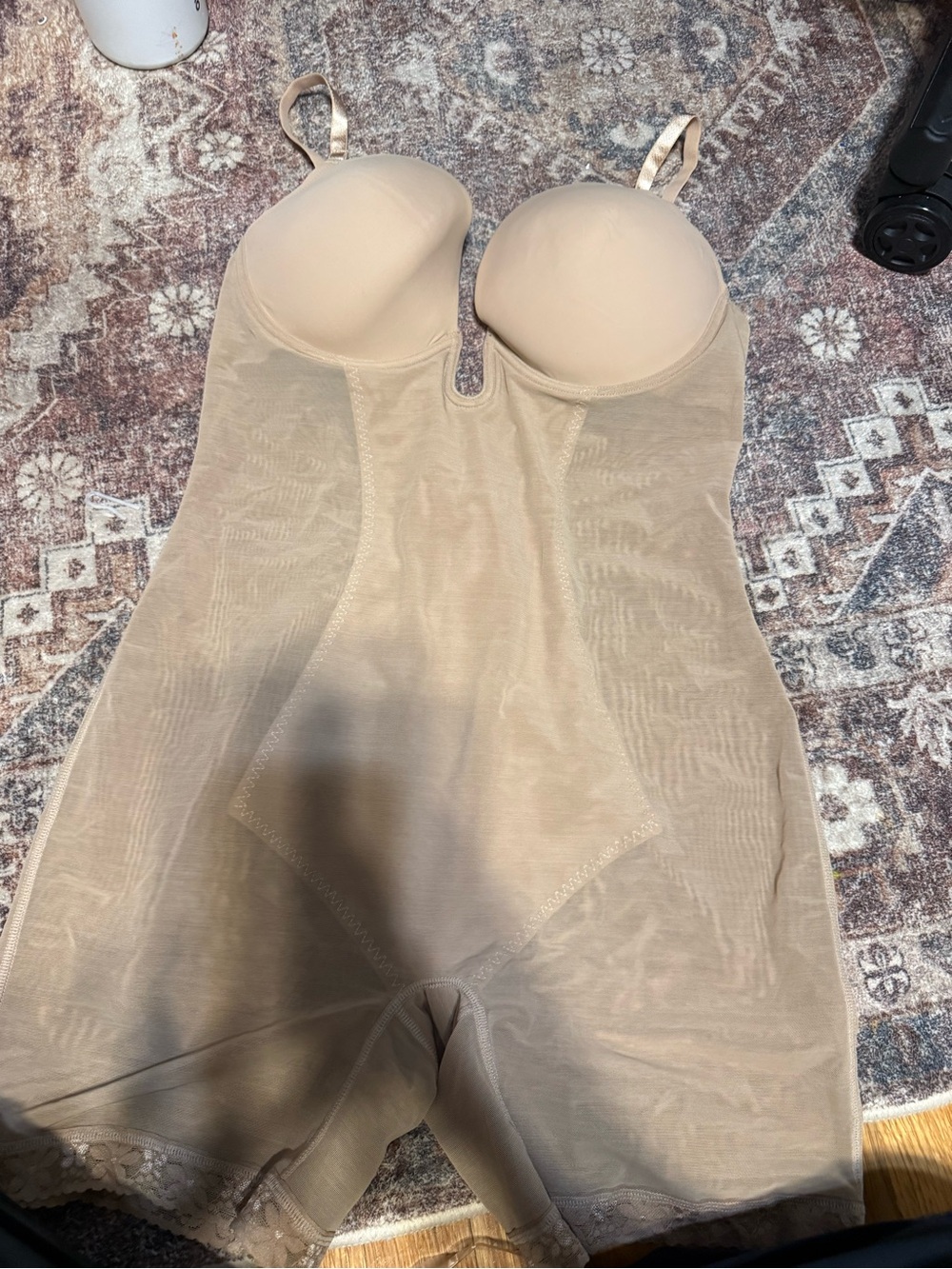 Nude Body Shaper Bodysuit with Built-In Cups removable straps xtra straps